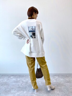 「ジーナシス」｜「アイテム（スラックス）」を使った、あっすーさん（レディース・163cm）の秋コーディネート