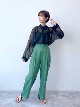 「ジーナシス」｜「アイテム（キャミソール）」を使った、あっすーさん（レディース・163cm）の春コーディネート