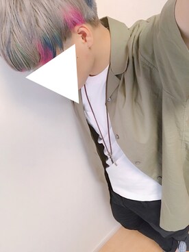 「UNIQLO（ユニクロ）のアイテム（シャツ/ブラウス、グリーン系）」を使った、rotoさん（メンズ・162cm）の春コーディネート