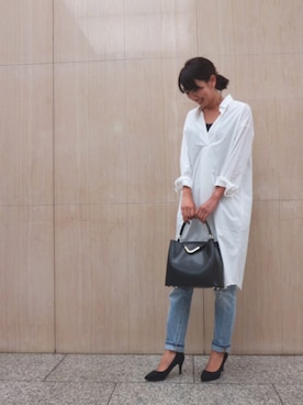 「スキッパーシャツ」｜sariさん（レディース・159cm）の夏コーディネート