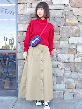 「アイテム（キャスケット）」を使った、Megchuさん（レディース・155cm）の冬コーディネート