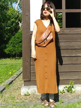 「SFW（エスエフダブリュー）のアイテム（サンダル）」を使った、Megchuさん（レディース・155cm）の夏コーディネート