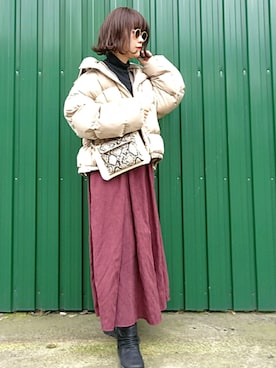 「La-gemme」｜「アイテム（ダウンジャケット/コート）」を使った、Megchuさん（レディース・155cm）の秋コーディネート