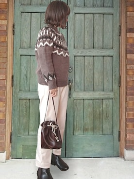 「HITCH HIKE（ヒッチハイク）のアイテム」を使った、Megchuさん（レディース・155cm）の冬コーディネート