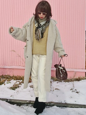 「SUGAR BISKET（シュガービスケット）のアイテム（その他アウター）」を使った、Megchuさん（レディース・155cm）の冬コーディネート