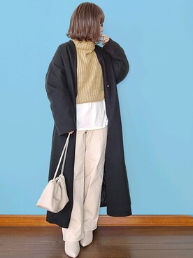 「メルトン」｜「アイテム（ノーカラージャケット）」を使った、Megchuさん（レディース・155cm）の冬コーディネート