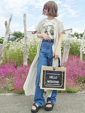 「アイテム（ウィッグ）」を使った、Megchuさん（レディース・155cm）の夏コーディネート