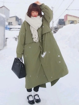 「AmbreNeige」｜「アイテム（モッズコート）」を使った、Megchuさん（レディース・155cm）の冬コーディネート