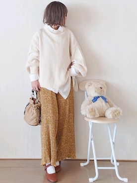 「アイテム（バレエシューズ）」を使った、Megchuさん（レディース・155cm）の冬コーディネート