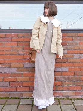 「SonnyLabel」｜「アイテム（マウンテンパーカー）」を使った、Megchuさん（レディース・155cm）の春コーディネート