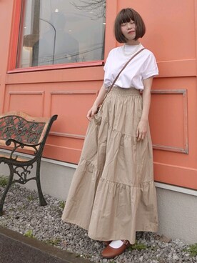 「アイテム（バレエシューズ）」を使った、Megchuさん（レディース・155cm）の春コーディネート
