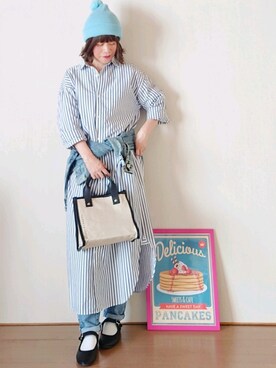 「SPINNS(スピンズ)のアイテム(デニムジャケット)」を使った、Megchuさん(レディース・155cm)の春コーディネート