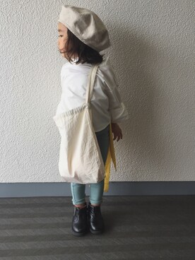 「GRISのアイテム（ハンチング/ベレー帽）」を使った、moch____さん（キッズ・90cm）の春コーディネート