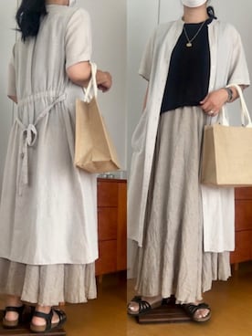 「マキシスカート」｜「アイテム（シャツワンピース）」を使った、izuさん（レディース・168cm）の夏コーディネート