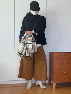 「JOURNAL STANDARD relume（ジャーナルスタンダード　レリューム）のアイテム（ノーカラーコート）」を使った、izuさん（レディース・168cm）の冬コーディネート