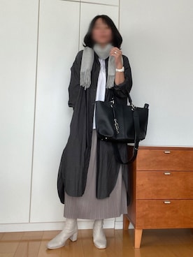 「ニコアンド」｜「アイテム（シャツワンピース）」を使った、izuさん（レディース・168cm）の冬コーディネート