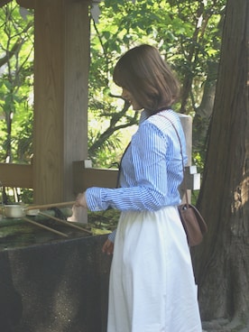 「POLO RALPH LAUREN（ポロ ラルフ ローレン）のアイテム（トップス、ブルー系）」を使った、aYaさん（レディース・155cm）の夏コーディネート