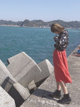 「VIS（ビス）のアイテム（スカート、オレンジ系）」を使った、aYaさん（レディース・155cm）の夏コーディネート