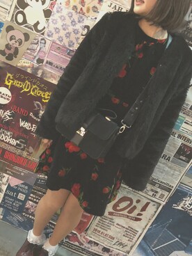 「usedのアイテム（ワンピース、ブラック系）」を使った、aYaさん（レディース・155cm）の夏コーディネート