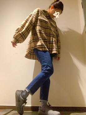 「BITTOKO（ビットコ）のアイテム（シャツ/ブラウス、ベージュ系）」を使った、yukko_さん（レディース・163cm）の春コーディネート