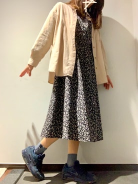 「NANO universe（ナノユニバース）のアイテム（ワンピース、ブラック系）」を使った、yukko_さん（レディース・163cm）の春コーディネート
