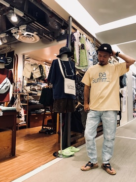 「TOPO DESIGNS（トポデザインズ）のアイテム（キャップ）」を使った、Chijiさん（メンズ・171cm）の夏コーディネート