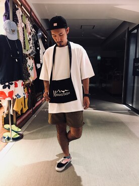 「MANASTASH（マナスタッシュ）のアイテム（バッグ）」を使った、Chijiさん（メンズ・171cm）の夏コーディネート