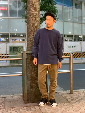 「Gramicci（グラミチ）のアイテム（スウェット）」を使った、Chijiさん（メンズ・171cm）の秋コーディネート