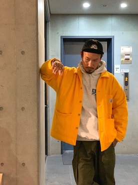 「SUB POP（サブポップ）のアイテム（トップス）」を使った、Chijiさん（メンズ・171cm）の秋コーディネート