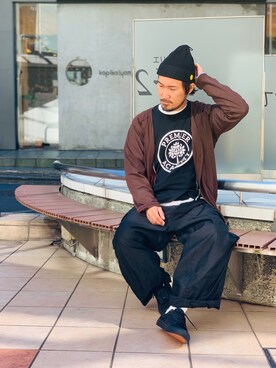 「AlexanderLeeChang（アレキサンダーリーチャン）のアイテム（スニーカー）」を使った、Chijiさん（メンズ・171cm）の冬コーディネート