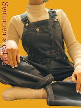 「ブルー x ホワイト」｜「アイテム（サロペット/オーバーオール）」を使った、yukiki      さん（レディース・155cm）の秋コーディネート