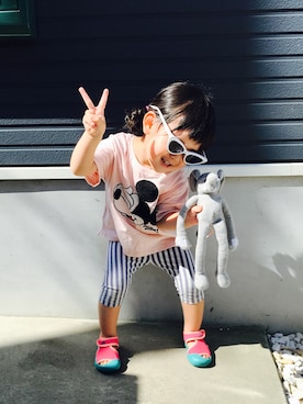 「2歳3ヶ月」｜「アイテム（レッグウェア）」を使った、どんさんさん（キッズ・80cm）の夏コーディネート