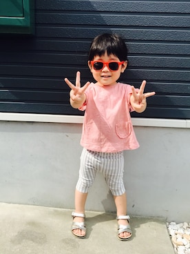 「2歳3ヶ月」｜「アイテム（レッグウェア）」を使った、どんさんさん（キッズ・80cm）の夏コーディネート