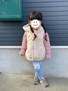 「アイテム（ベスト）」を使った、どんさんさん（キッズ・90cm）の冬コーディネート