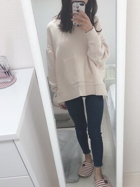 「Ungrid（アングリッド）のアイテム（パーカー、ベージュ系）」を使った、Manamiさん（レディース・152cm）の秋コーディネート