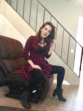 「plaid」｜「アイテム（ワンピース/ドレス）」を使った、Arielle S.さん（レディース・163cm）の冬コーディネート
