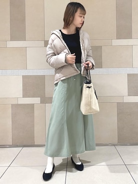 「一押しのアウタースタイル」｜「アイテム（ダウンジャケット/コート）」を使った、miinaさん（レディース・168cm）の秋コーディネート