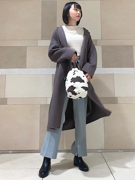 「一押しのアウタースタイル」｜「アイテム（チェスターコート）」を使った、miinaさん（レディース・168cm）の冬コーディネート