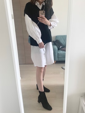 「H&M（エイチ・アンド・エム）のアイテム（シャツワンピース）」を使った、okanatsu87さん（レディース・167cm）の秋コーディネート