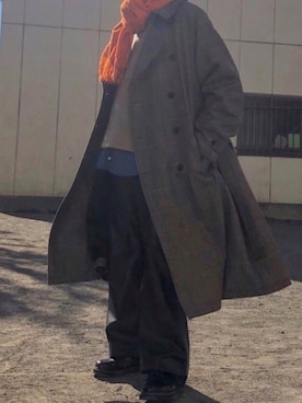 「stein（シュタイン）のアイテム（トレンチコート）」を使った、watoさん（メンズ・174cm）の冬コーディネート