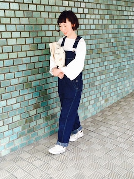 「orSlow（オアスロウ）のアイテム（オールインワン・サロペット）」を使った、とんとんさん（レディース・158cm）の春コーディネート