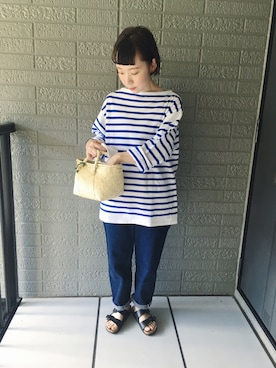 「アイテム（かごバッグ）」を使った、とんとんさん（レディース・158cm）の秋コーディネート