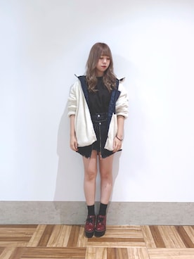 「JUNRED（ジュンレッド）のアイテム（ブルゾン）」を使った、MIZUSHINAさん（レディース・152cm）の秋コーディネート