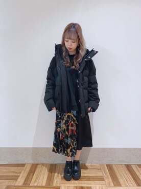 「JUNRED（ジュンレッド）のアイテム（ダウンジャケット/コート）」を使った、MIZUSHINAさん（レディース・152cm）の秋コーディネート