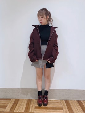 「JUNRED（ジュンレッド）のアイテム（ブルゾン）」を使った、MIZUSHINAさん（レディース・152cm）の冬コーディネート