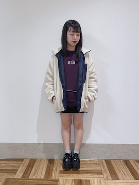 「JUNRED（ジュンレッド）のアイテム（ブルゾン）」を使った、MIZUSHINAさん（レディース・152cm）の冬コーディネート