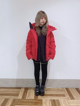 「JUNRED（ジュンレッド）のアイテム（ダウンジャケット/コート）」を使った、MIZUSHINAさん（レディース・152cm）の冬コーディネート