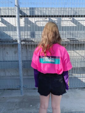 「FIRST DOWN（ファーストダウン）のアイテム（トップス）」を使った、MIZUSHINAさん（レディース・152cm）の春コーディネート