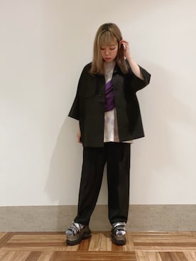 「JUNRED（ジュンレッド）のアイテム（ブルゾン）」を使った、MIZUSHINAさん（レディース・152cm）の夏コーディネート