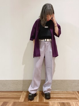 「タックイン」｜MIZUSHINAさん（レディース・152cm）の夏コーディネート